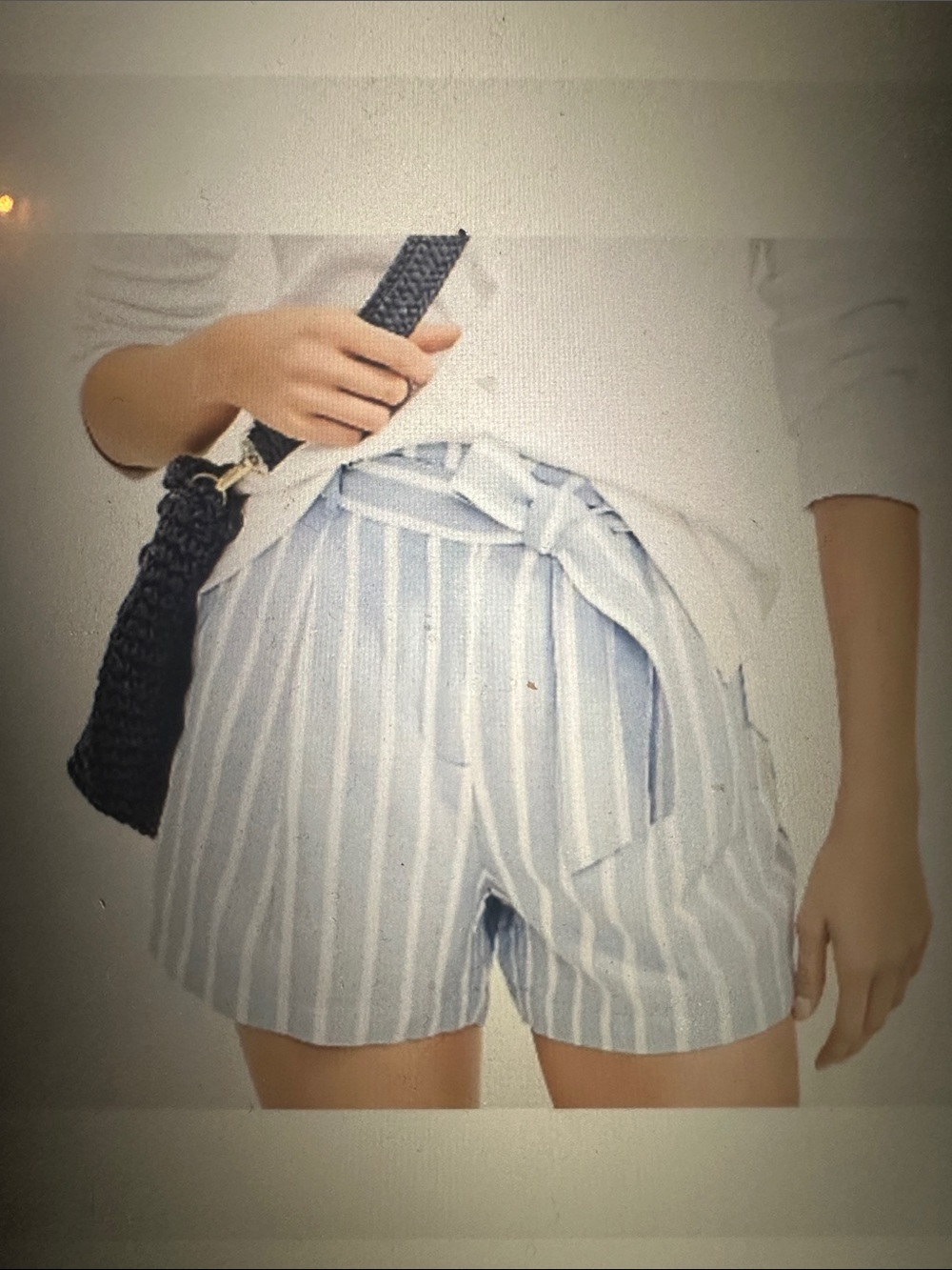 LOFT Striped Tie-Waist Women’s Shorts, size Large